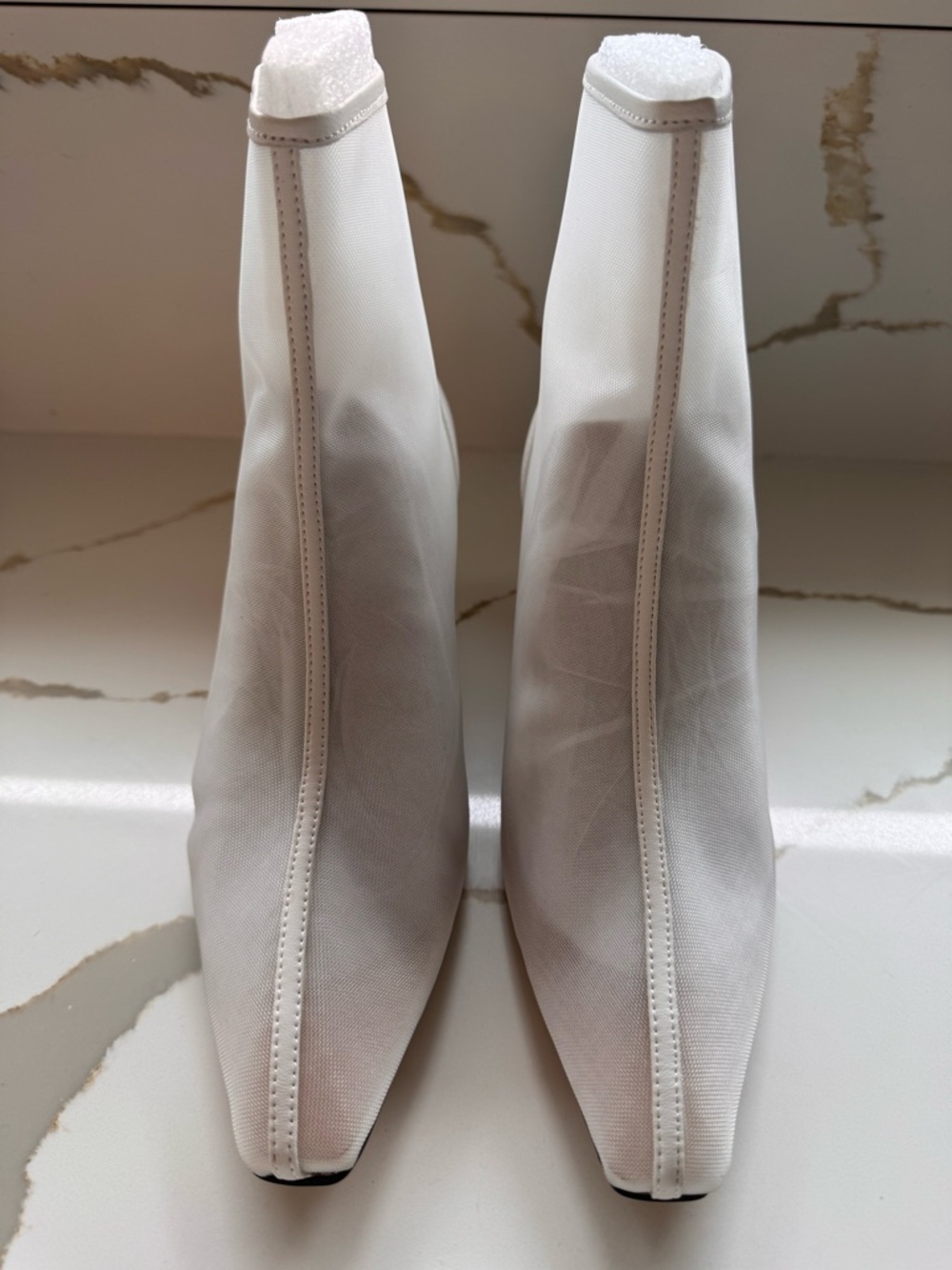 ✨ NIB Steve Madden Delvie White Mesh Pointed Toe Booties 7.5 - Picture 5 of 8